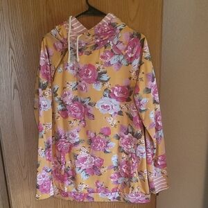 Vibrant Floral Hoodie with Pink and Yellow